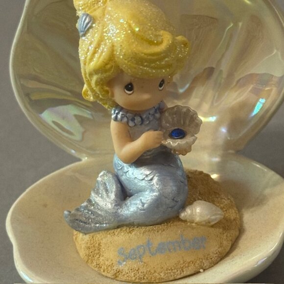 Vintage Precious Moments Figurine Enesco Birthday Gift September Clam Mermaid - Picture 2 of 4